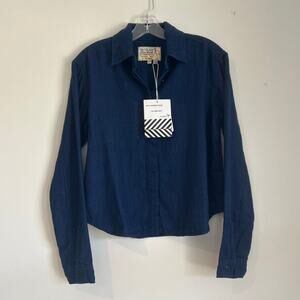 NWT Free People × Sandrine Rose Soft Denim Button‑Down – Indigo – Women’s XS